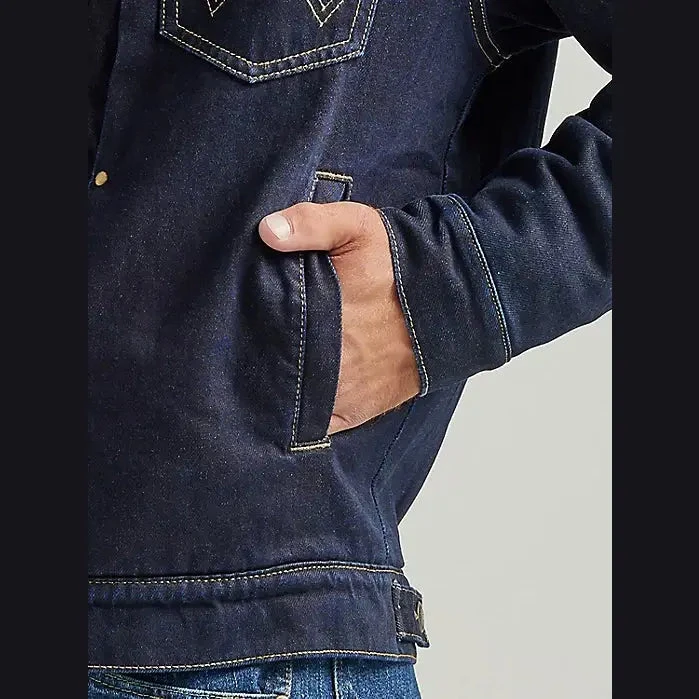 WRANGLER MENS VINTAGE SHERPA LINED DENIM JACKET - HUNTER 4 WRANGLER MENS VINTAGE SHERPA LINED DENIM JACKET - HUNTER - Image 2