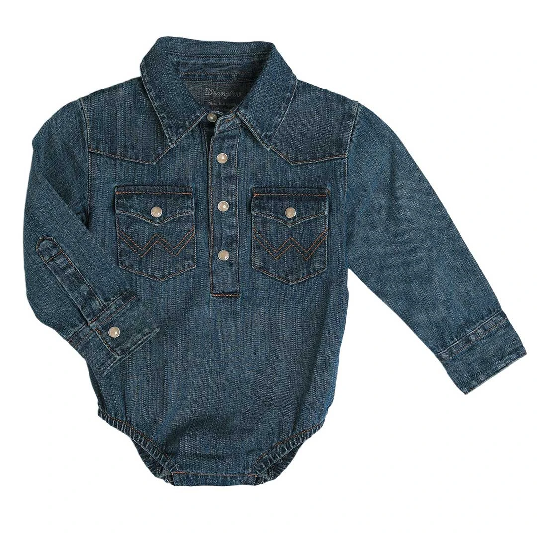 Wrangler Baby All Around Baby Denim Onesie 2 Wrangler Baby All Around Baby Denim Onesie