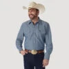 WRANGLER MEN WESTERN SNAP SHIRT - CHAMBRAY BLUE 1 WRANGLER MEN WESTERN SNAP SHIRT - CHAMBRAY BLUE -Wrangler Store 6de879b1afe947dcbbbbe59b18939beb
