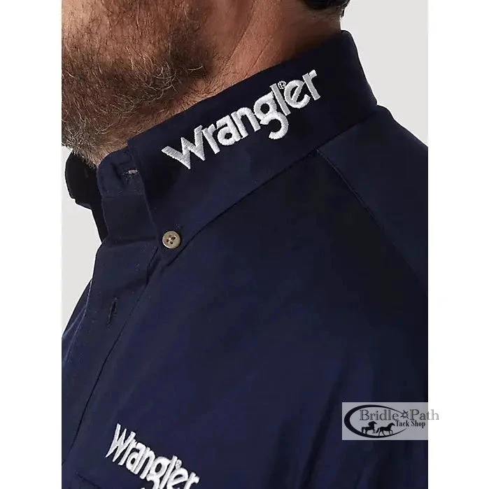 WRANGLER MENS LOGO BUTTON DOWN SHIRT - NAVY 5 WRANGLER MENS LOGO BUTTON DOWN SHIRT - NAVY - Image 3