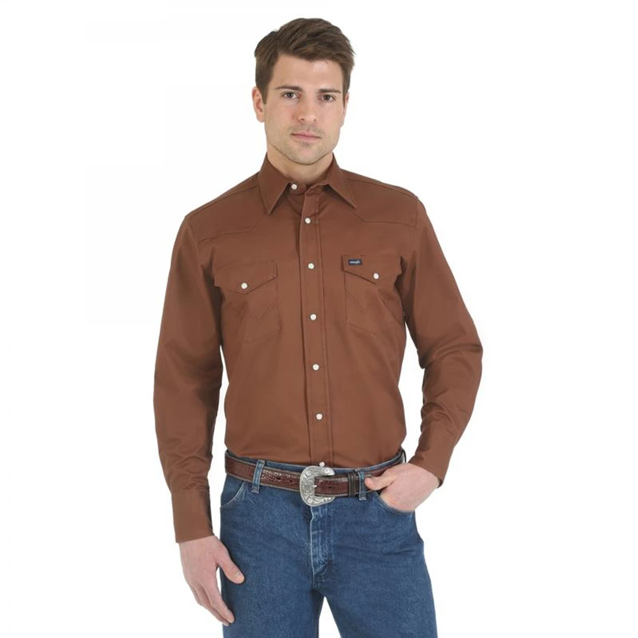 Wrangler- Advanced Comfort Workshirt- Brown 3 Wrangler- Advanced Comfort Workshirt- Brown