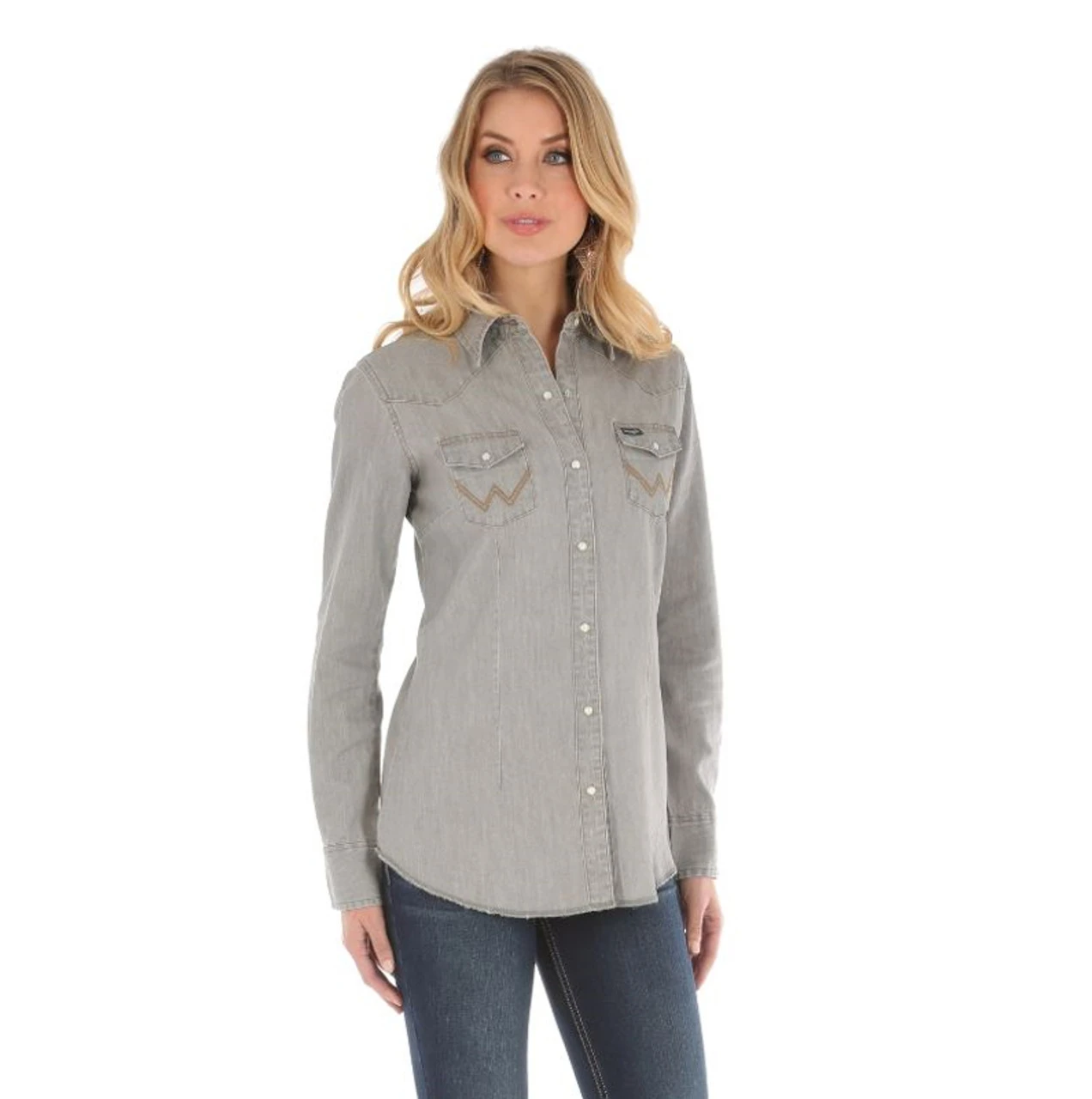 Wrangler - Grey Western Fashion Top 3 Wrangler - Grey Western Fashion Top