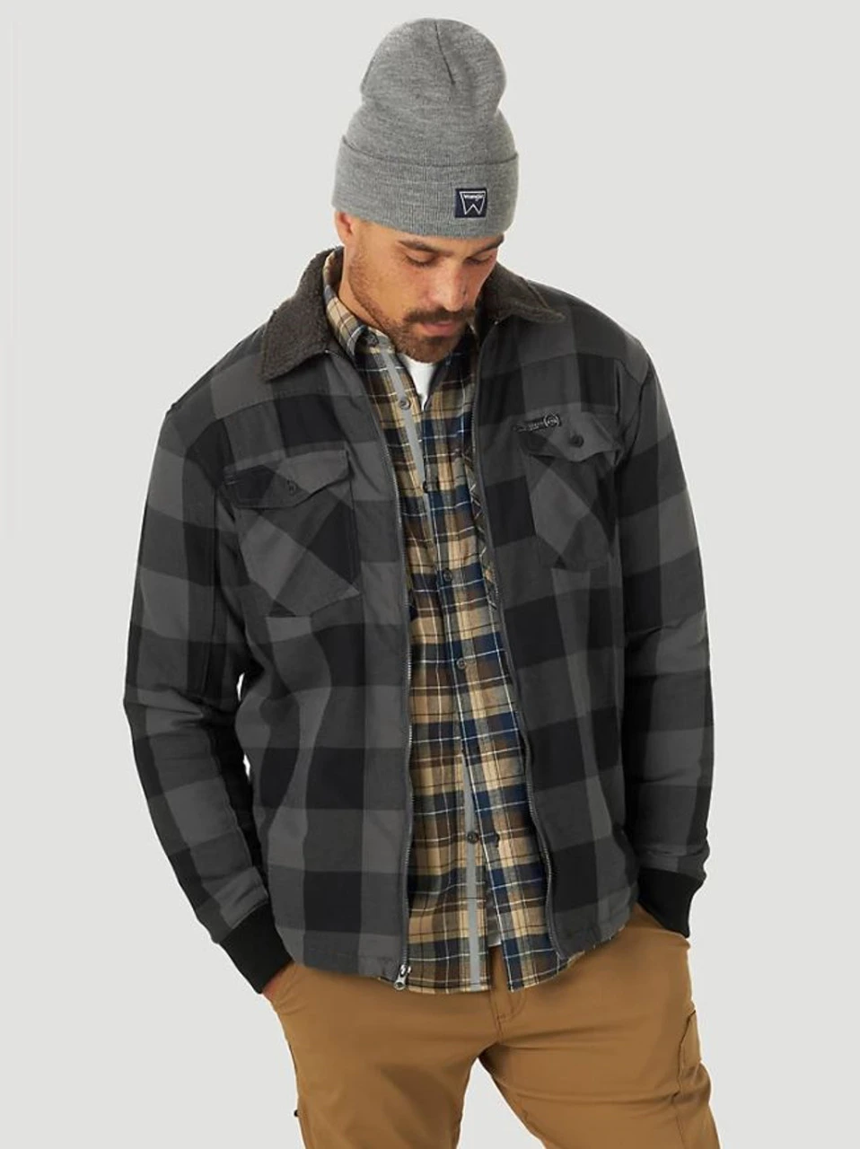 Wrangler Mens ATG Sherpa Lined Flannel Shirt Jacket - NSJ63 4 Wrangler Mens ATG Sherpa Lined Flannel Shirt Jacket - NSJ63 - Image 2