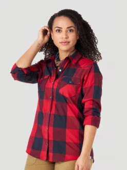 Wrangler ATG Womens Western Plaid Flannel