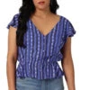 Wrangler Womens Blue Flutter Sleeve Top 2 Wrangler Womens Blue Flutter Sleeve Top -Wrangler Store P2665530 1 62774.1675207636