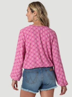Wrangler Women's Retro Surplice Top In Pink -Wrangler Store P2665790 3 27305.1681826878