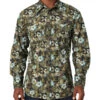 Wrangler Men's Long Sleeve Hawaiian Floral Snap Up In Olive Green