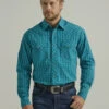 Wrangler Mens Long Sleeve 20X Two Pocket Teal Plaid Shirt -Wrangler Store P2734930 1 29496.1692039065