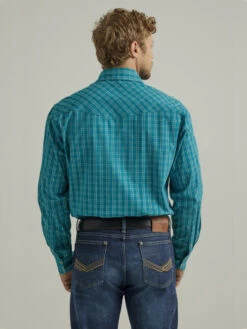Wrangler Mens Long Sleeve 20X Two Pocket Teal Plaid Shirt -Wrangler Store P2734930 4 57107.1686687965