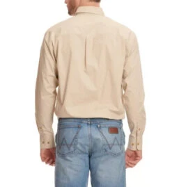 Wrangler Mens Classic Cream Button Down Long Sleeve Shirt -Wrangler Store P2735150 2 42361.1695393872