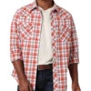 Wrangler Men's Retro Long Sleeve Sawtooth Snap Pocket Western Shirt In Red -Wrangler Store P2735205 1 76781.1683217128