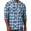 Wrangler Men's Retro Long Sleeve Western Snap Flannel Shirt In Blue -Wrangler Store P2735270 1 49006.1683217128