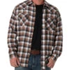 Wrangler Men's Retro Long Sleeve Western Snap Flannel Shirt In Brown -Wrangler Store P2735285 1 04631.1683217119