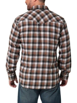 Wrangler Men's Retro Long Sleeve Western Snap Flannel Shirt In Brown 7 Wrangler Men's Retro Long Sleeve Western Snap Flannel Shirt In Brown -Wrangler Store P2735285 3 80540.1681826717