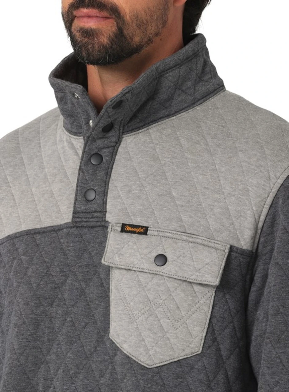 Wrangler Mens Quilted 1/4 Caviar Snap Pullover 4 Wrangler Mens Quilted 1/4 Caviar Snap Pullover - Image 2
