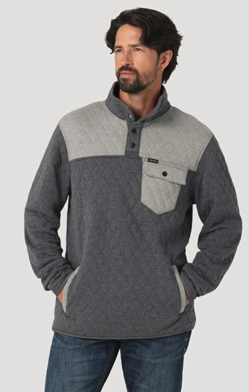Wrangler Mens Quilted 1/4 Caviar Snap Pullover 5 Wrangler Mens Quilted 1/4 Caviar Snap Pullover - Image 3
