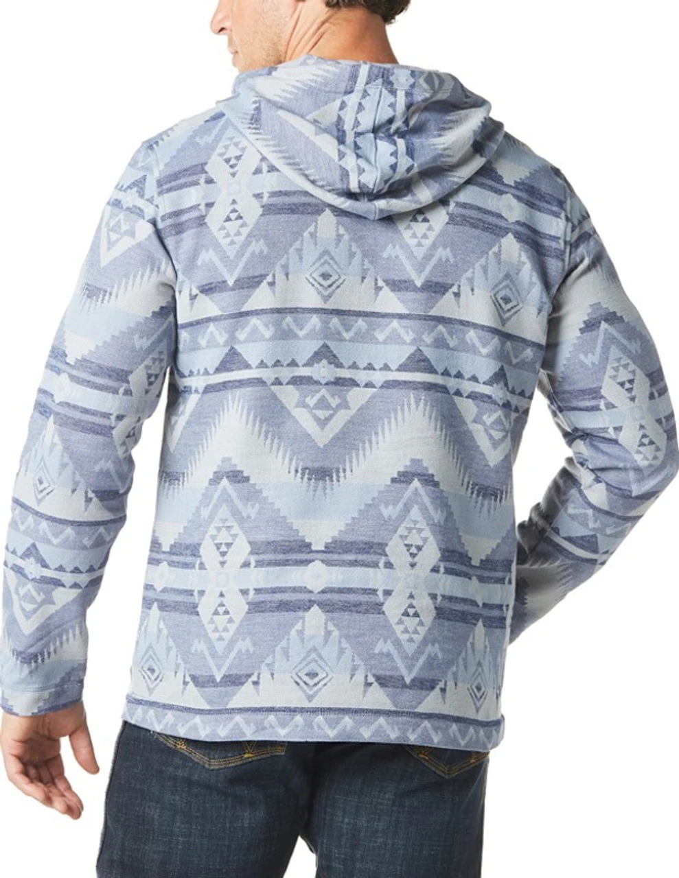 Wrangler Mens Aztec Blue 1/4 Zip Pullover Hoodie 4 Wrangler Mens Aztec Blue 1/4 Zip Pullover Hoodie - Image 2