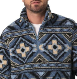 Wrangler Mens China Blue Sherpa Quarter Zip -Wrangler Store P2736645 2 02167.1692033939