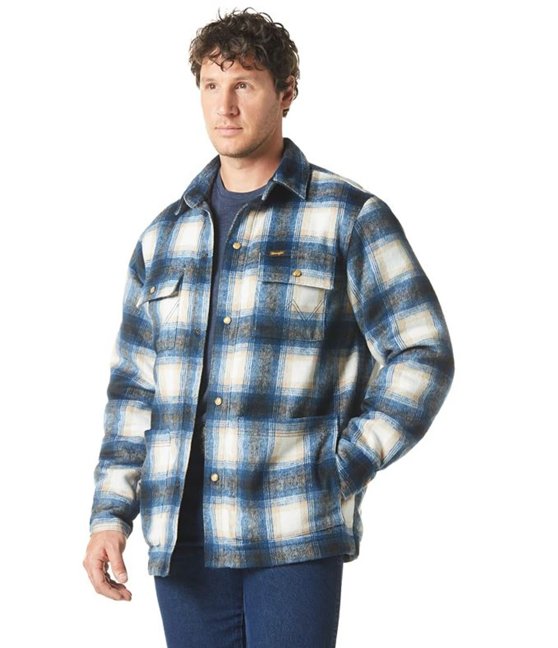Wrangler Mens Blue Flannel Shirt Jacket 3 Wrangler Mens Blue Flannel Shirt Jacket