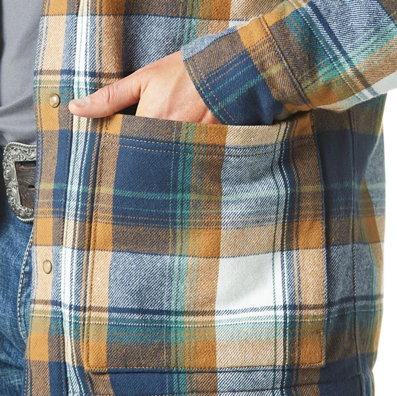 Wrangler Mens Blue Spruce Flannel Shirt Jacket 6 Wrangler Mens Blue Spruce Flannel Shirt Jacket - Image 4