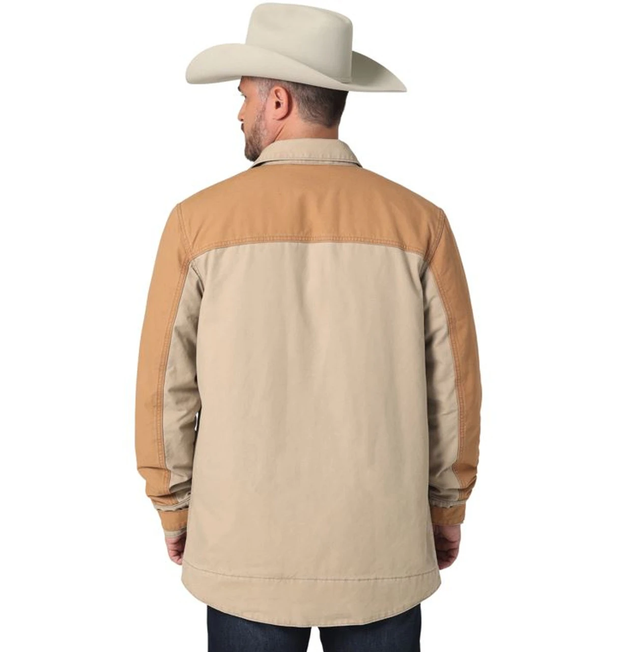 Wrangler Mens Tan Mixed Canvas Chore Coat 4 Wrangler Mens Tan Mixed Canvas Chore Coat - Image 2