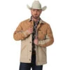 Wrangler Mens Tan Mixed Canvas Chore Coat -Wrangler Store P2736805 4 43447.1697129859
