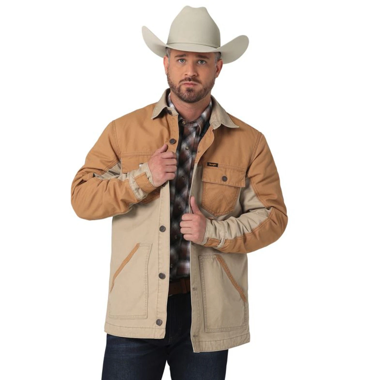 Wrangler Mens Tan Mixed Canvas Chore Coat 3 Wrangler Mens Tan Mixed Canvas Chore Coat