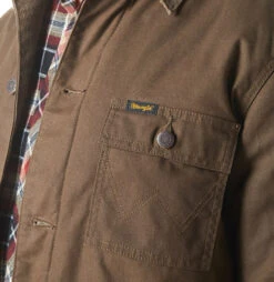 Wrangler Mens Waxed Chocolate Chip Western Lined Barn Coat -Wrangler Store P2736830 2 39512.1692033599