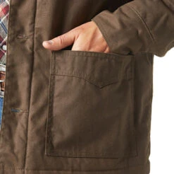 Wrangler Mens Waxed Chocolate Chip Western Lined Barn Coat -Wrangler Store P2736830 3 58762.1692033599