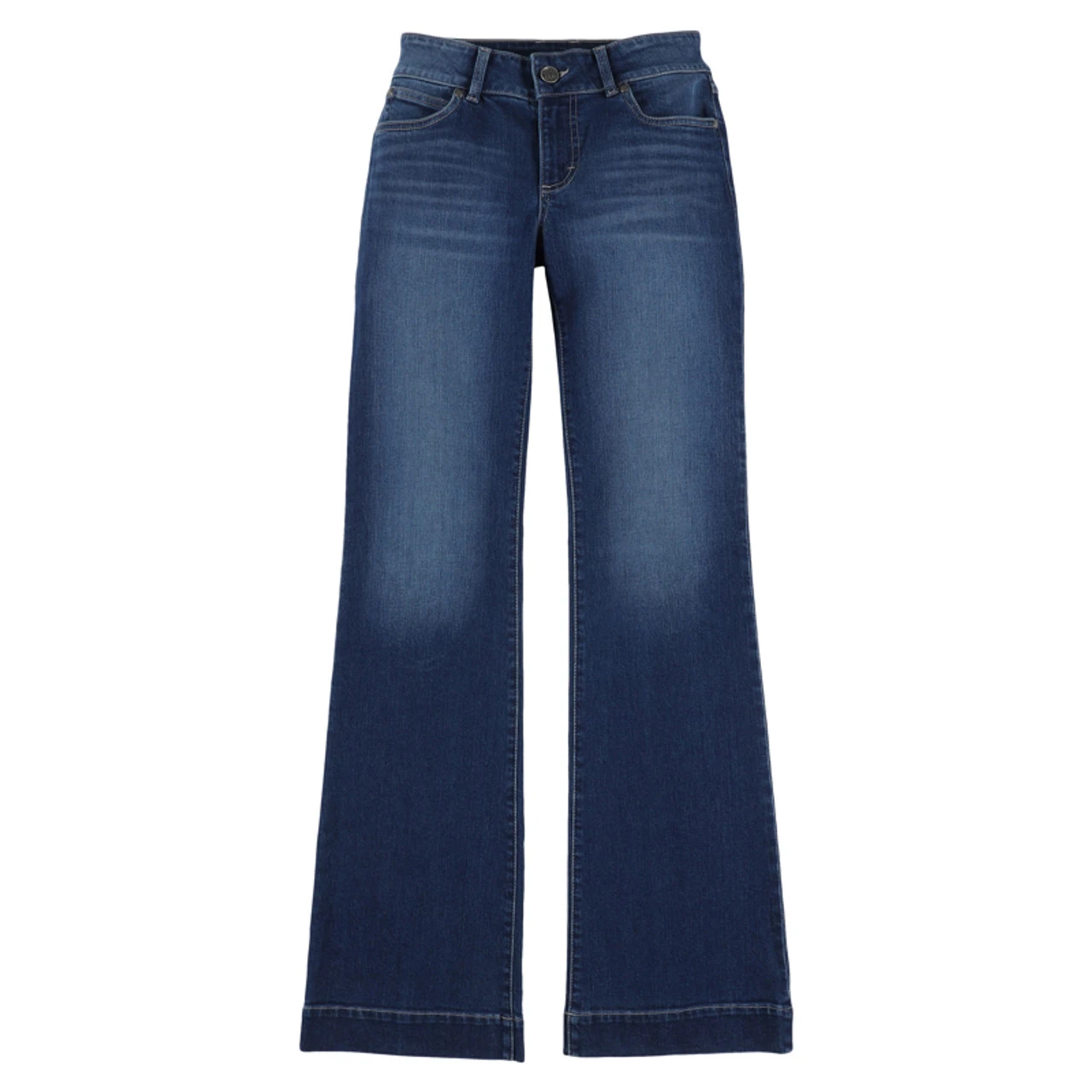 Wrangler Women's Mae Mid Rise Trouser Dark Wash Jeans With Navy Embroidered "W" 4 Wrangler Women's Mae Mid Rise Trouser Dark Wash Jeans With Navy Embroidered "W" - Image 2