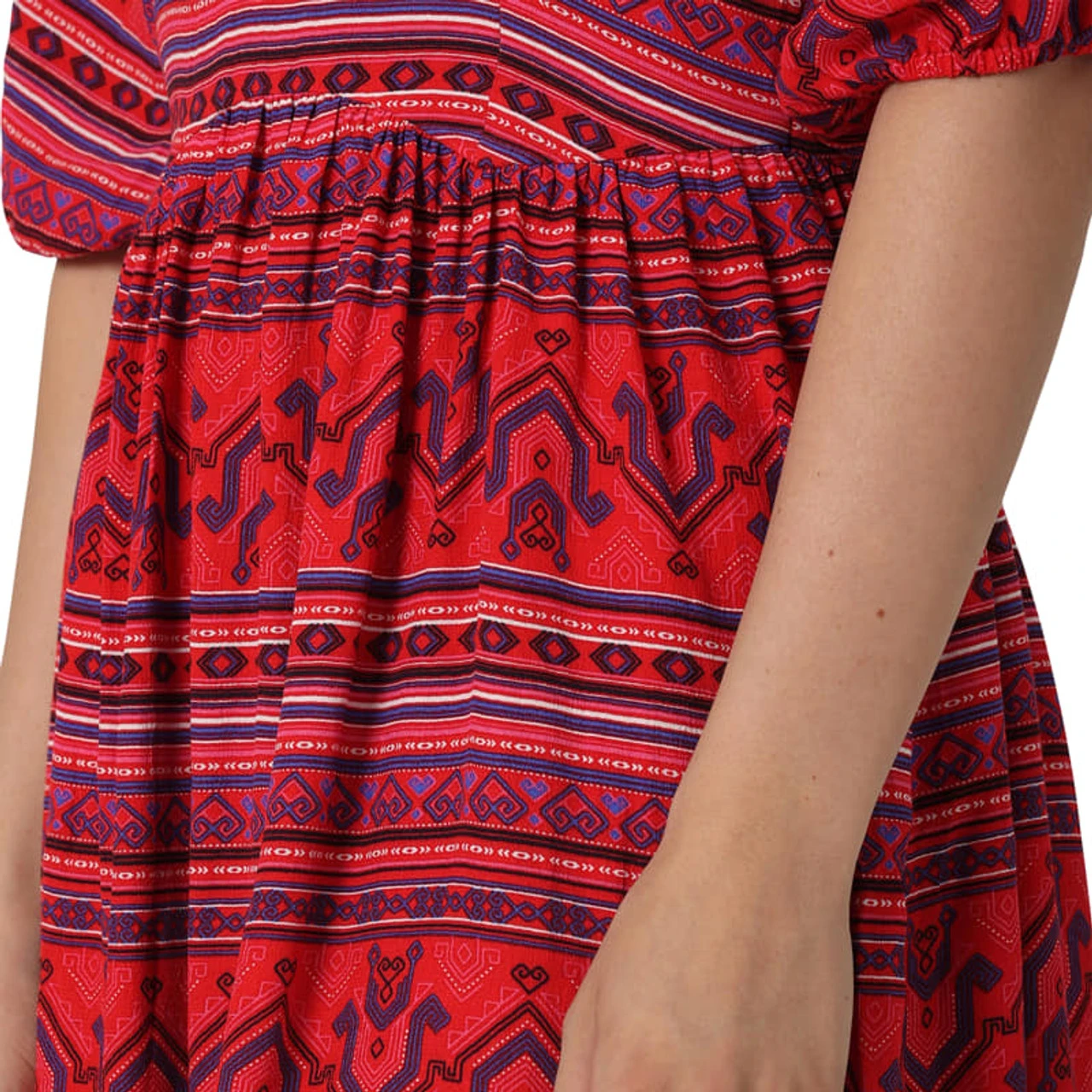 Wrangler Women's Half Sleeve V-Neck Dress In Red Multi Print 6 Wrangler Women's Half Sleeve V-Neck Dress In Red Multi Print - Image 4