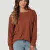 Wrangler Ladies Tan Scoop Neck Shirt -Wrangler Store P2737705 3 26129.1692039065