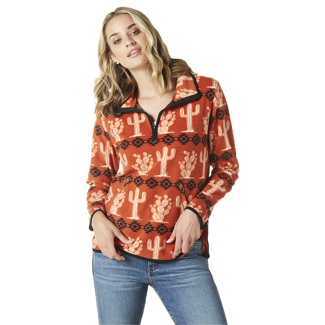Wrangler Ladies Orange Fleece Pullover 3 Wrangler Ladies Orange Fleece Pullover