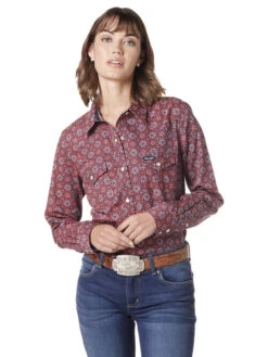 Wrangler Ladies Long Sleeve Western Snap Shirt