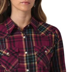 Wrangler Ladies Long Sleeve Purple Western Shirt -Wrangler Store P2738030 2 55590.1692034049