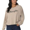 Wrangler Wangler Ladies Tan Boyfriend Cropped Long Sleeve Tee -Wrangler Store P2738055 3 10418.1697129860