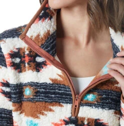 Wrangler Ladies Orange Sherpa Pullover -Wrangler Store P2738080 2 59690.1692033678