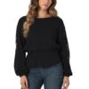 Wrangler Ladies Black Gathered Waist Embroidered Long Sleeve Shirt -Wrangler Store P2738155 3 72498.1692039179