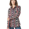 Wrangler Ladies Checotah Stripe Retro Stripe Long Sleeve Shirt -Wrangler Store P2738210 3 89445.1692039182