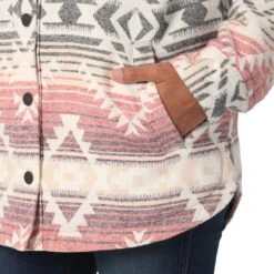 Wrangler Ladies Dusk Rose Southwestern Print Shacket -Wrangler Store P2738230 3 18647.1692032372