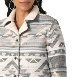 Wrangler Ladies Smoky Grey Sherpa Lined Southwestern Barn Jacket -Wrangler Store P2738255 2 96444.1692034173