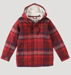 Wrangler Boys Red Hooded Flannel Shirt Jacket