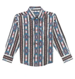 Wrangler Boys Checotah Long Sleeve Western Snap Shirt Adobe Blac