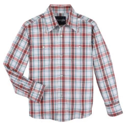 Wrangler Boy's Long Sleeve Wrinkle Resist Western Snap Plaid Shirt In Red