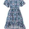 Wrangler Girl's Short Sleeve Dress In Teal Aztec Print 1 Wrangler Girl's Short Sleeve Dress In Teal Aztec Print -Wrangler Store P2739450 1 04222.1683217135
