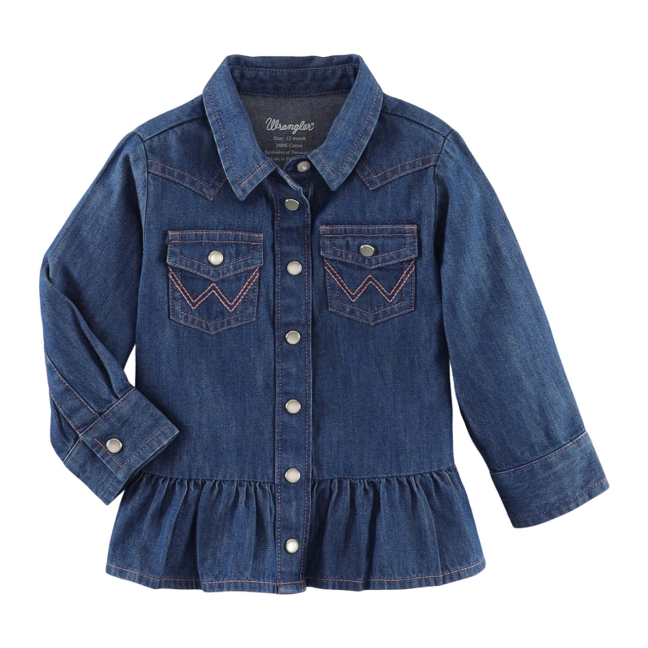 Wrangler Infant Girl's Long Sleeve Snap Up Denim Jacket 3 Wrangler Infant Girl's Long Sleeve Snap Up Denim Jacket