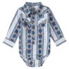Wrangler Infant Boy's Long Sleeve Western Snap Bodysuit In Multi Blue Aztec Print -Wrangler Store P2739815 1 96085.1683217117