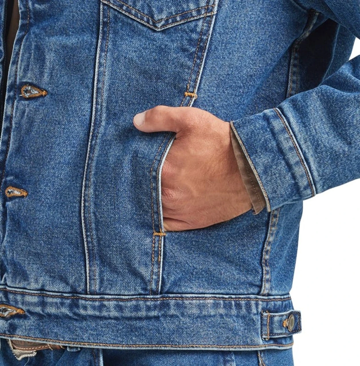 Wrangler Mens Denim Sherpa Lined Stonewash Jacket 6 Wrangler Mens Denim Sherpa Lined Stonewash Jacket - Image 4