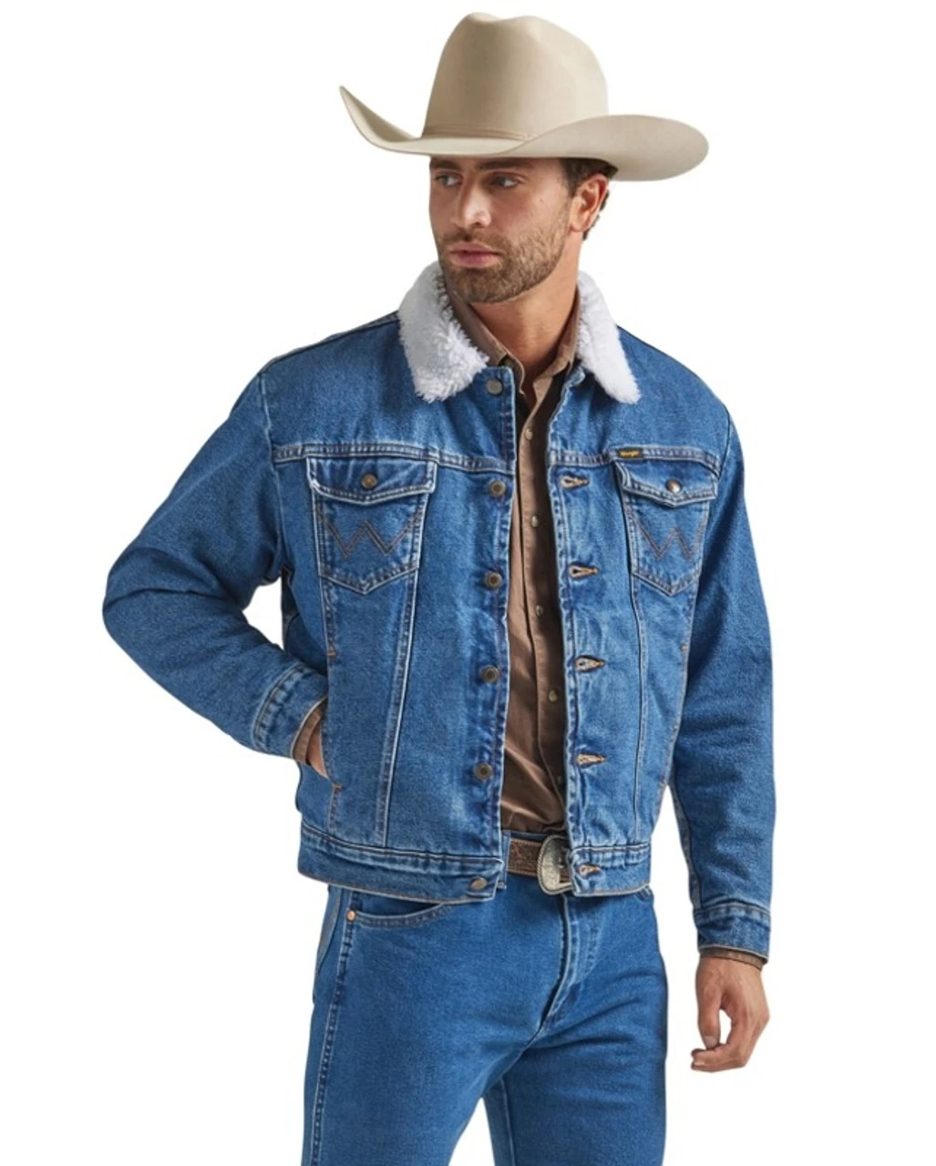 Wrangler Mens Denim Sherpa Lined Stonewash Jacket 3 Wrangler Mens Denim Sherpa Lined Stonewash Jacket