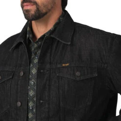Wrangler Mens Black Sherpa Lined Denim Jacket -Wrangler Store P2781230 2 58828.1692033550